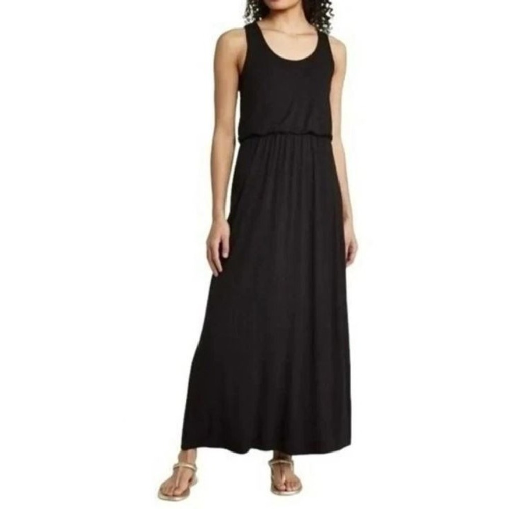Caslon Women's Sleeveless Scoop Neck Jersey Maxi Dress in Black Large